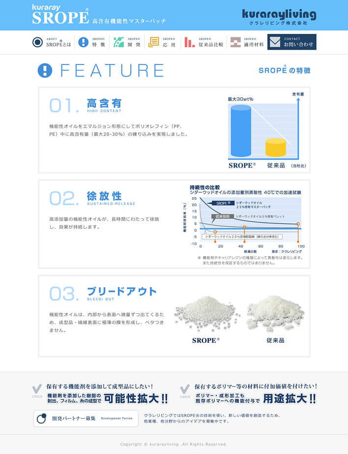 サブページ(製品特徴ページ) デザイン/制作